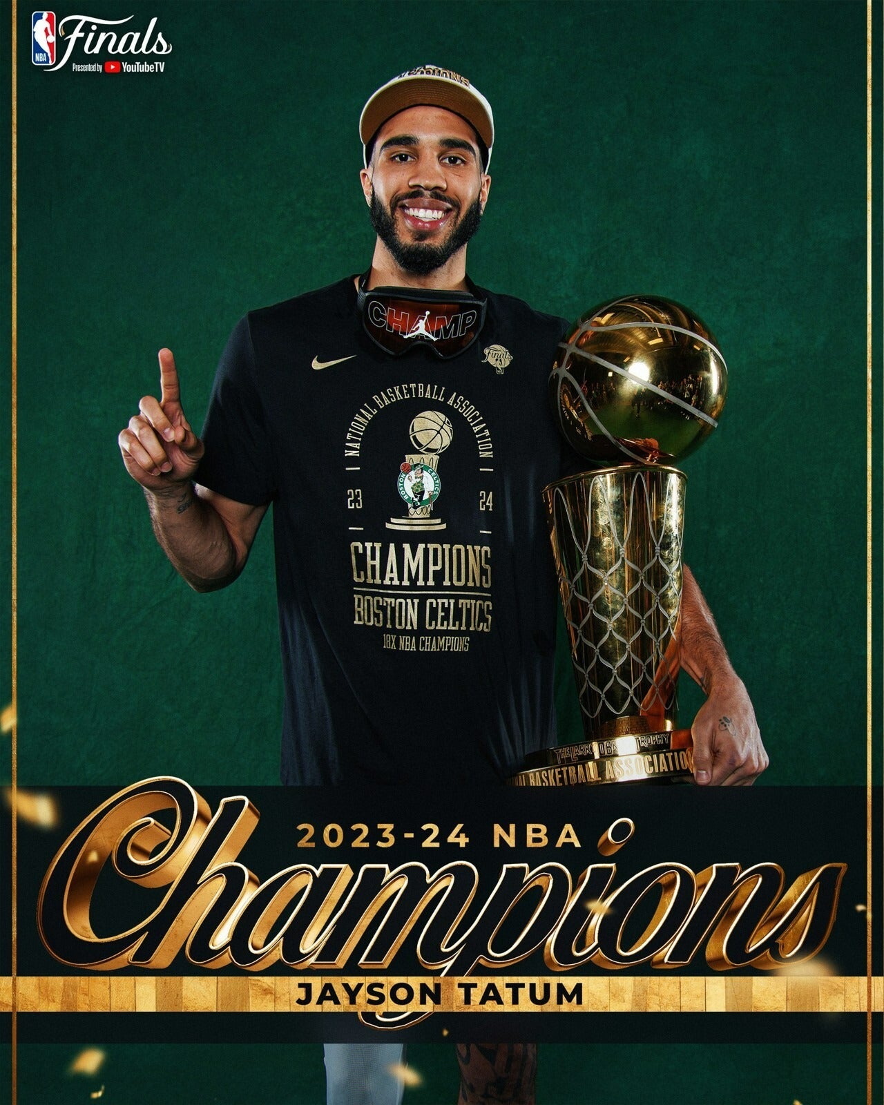 Jayson Tatum trophy Boston Celtics canvas wall art