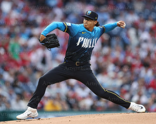 Jesús Luzardo pitching action canvas wall art
