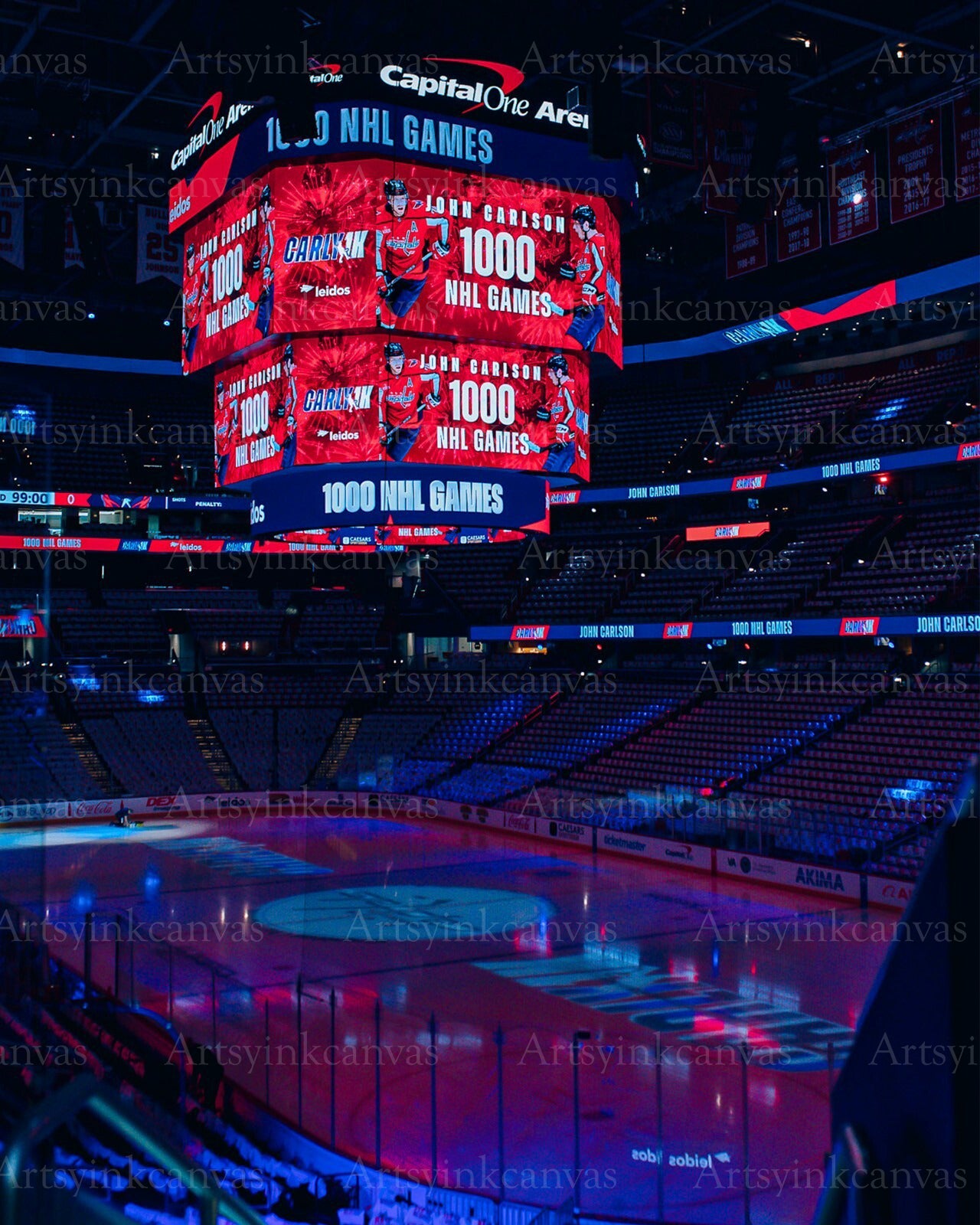 John Carlson 1000 Games Stadium Celebration canvas wall art