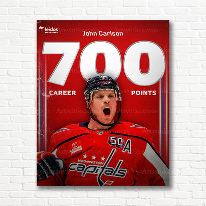 John Carlson 700 career games Washington Capitals canvas print