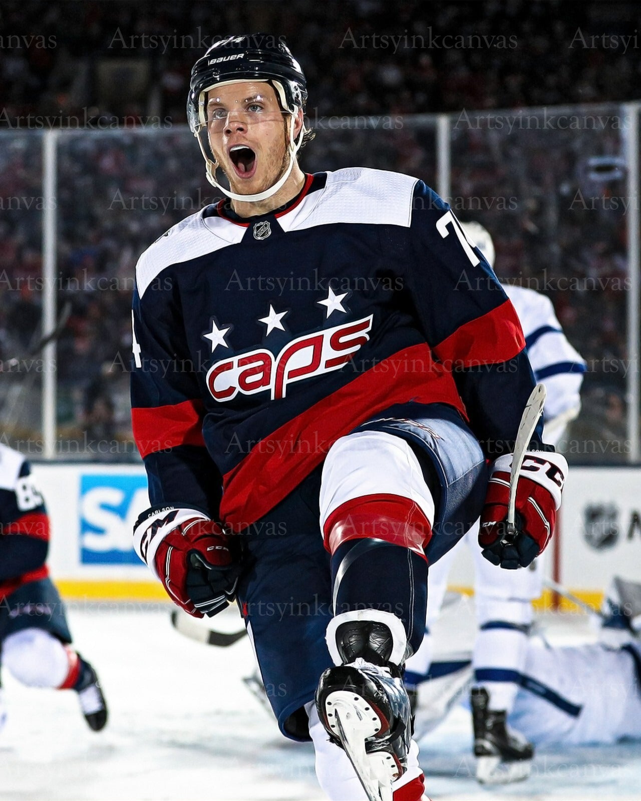 John Carlson goal celebration canvas wall art