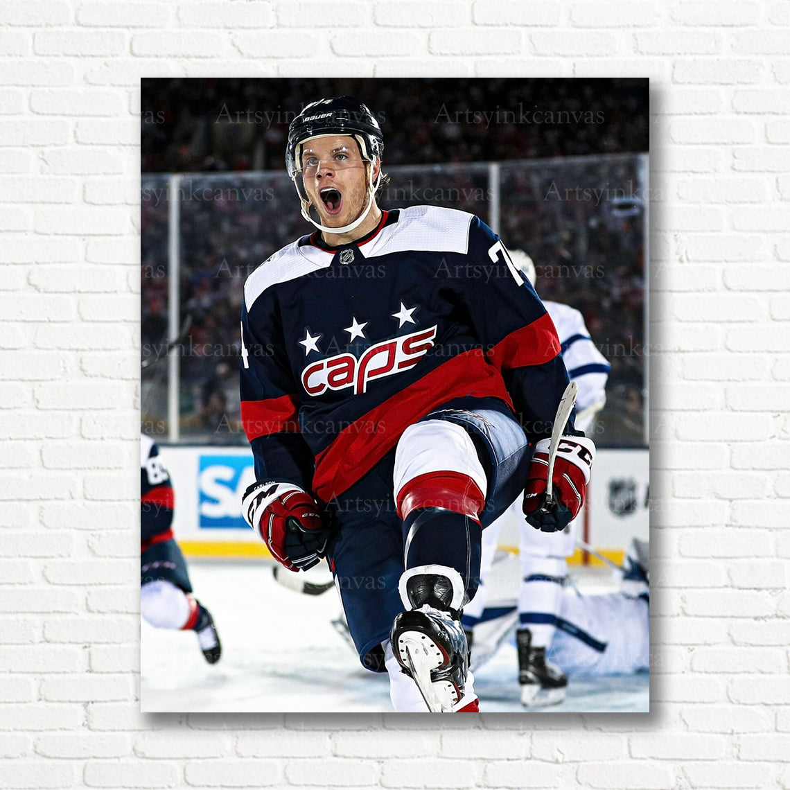 John Carlson Washington Capitals goal celebration canvas print