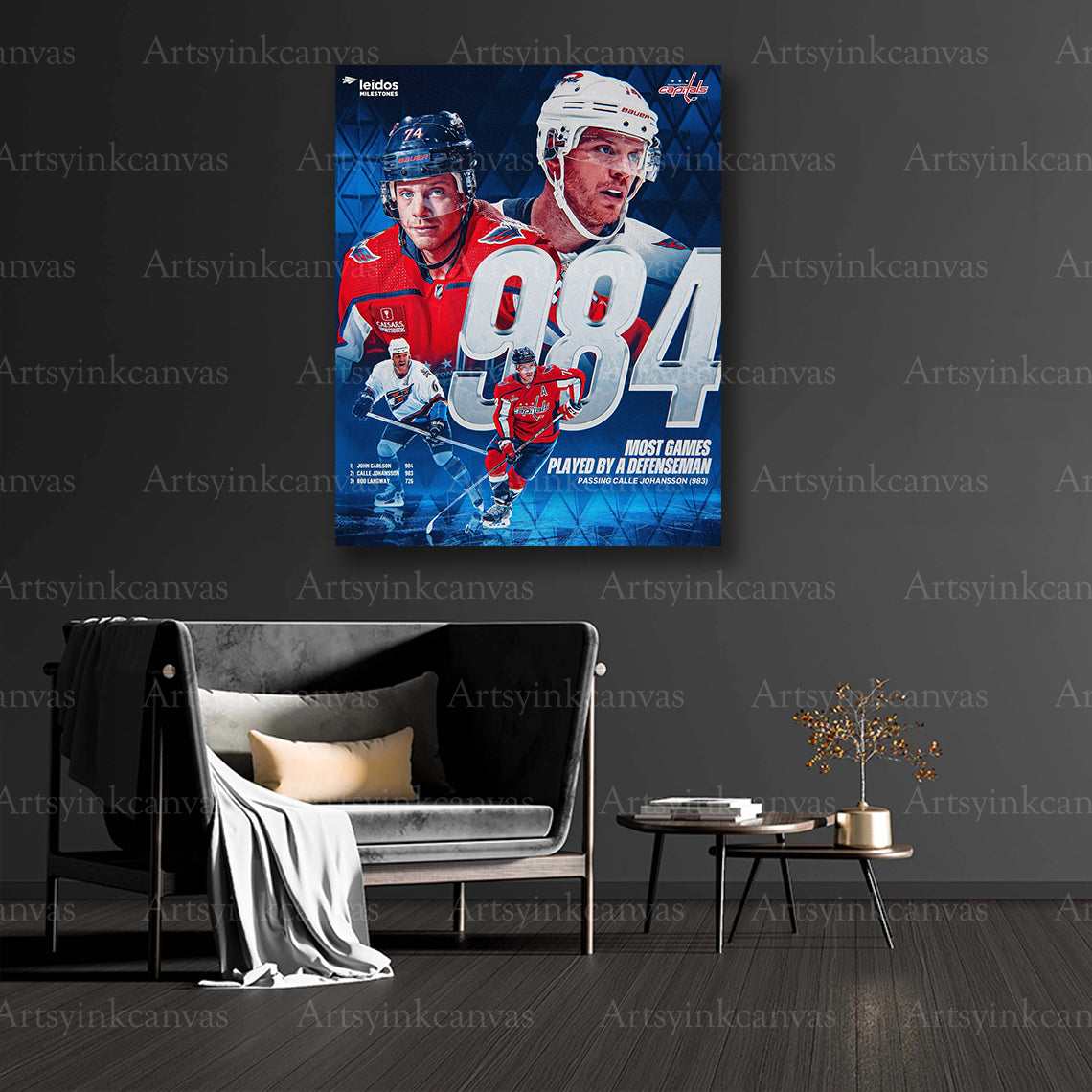 John Carlson collector hockey canvas art