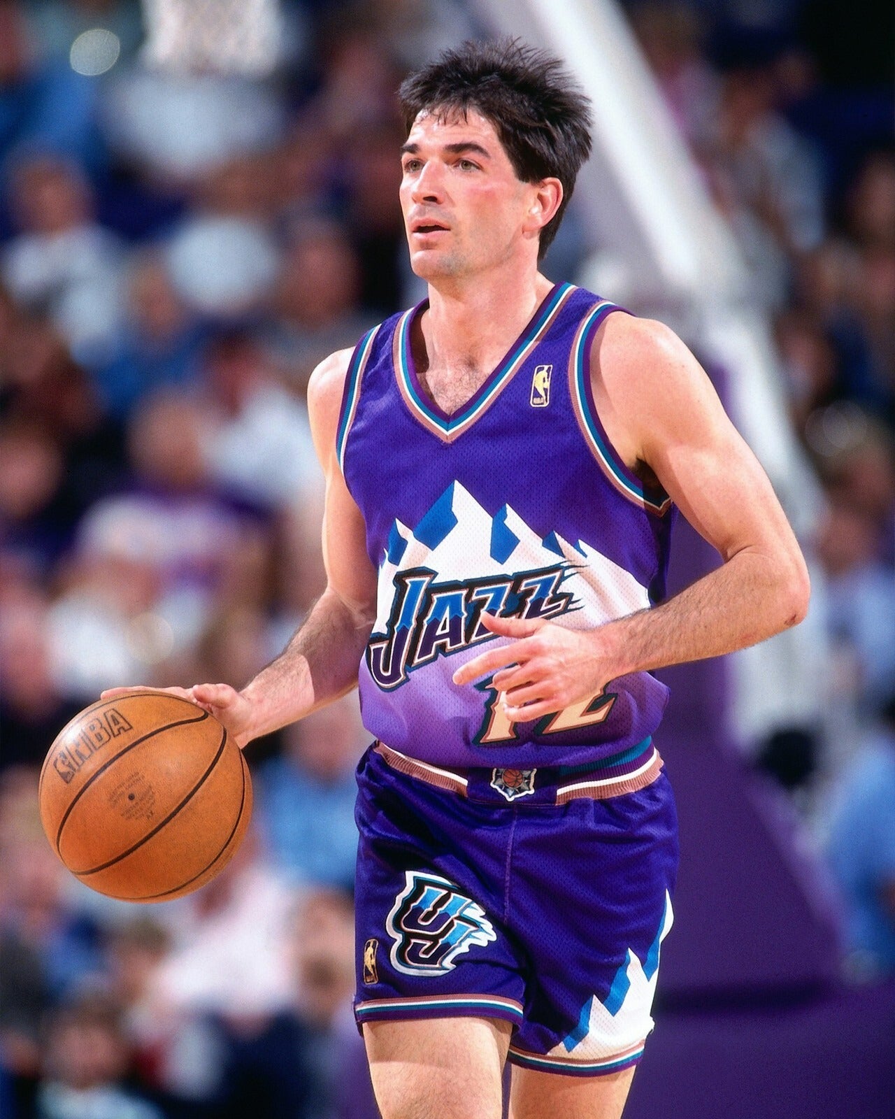 John Stockton mid game action Utah Jazz canvas wall art