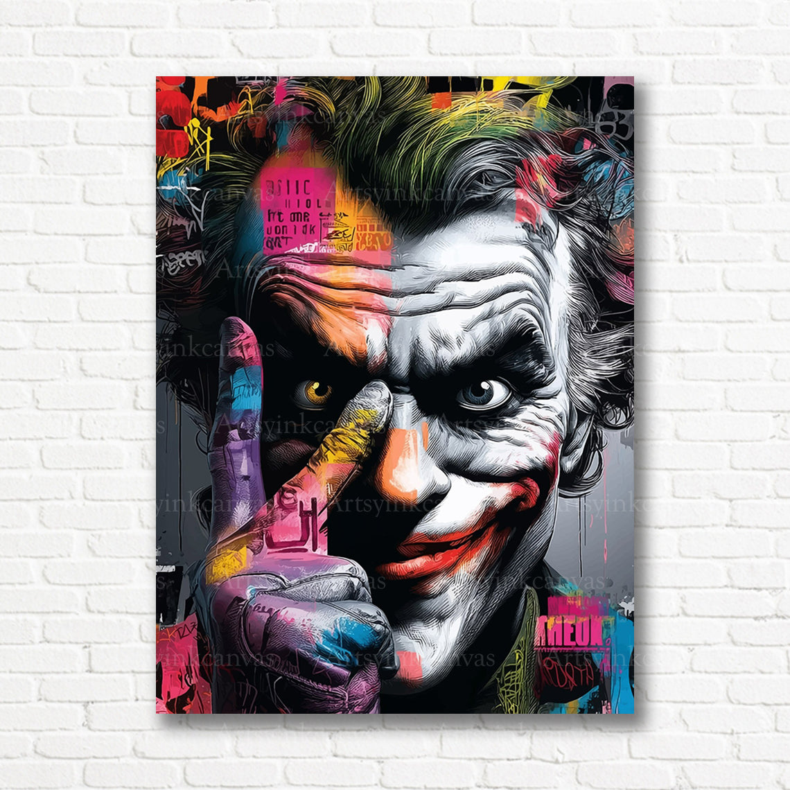 Joker dark comic graffiti canvas print