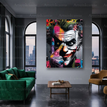 Joker dark character graffiti wall art