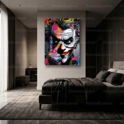 Premium Joker graffiti canvas wall decor