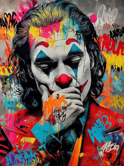 Joker Gotham Rebellion graffiti canvas wall art