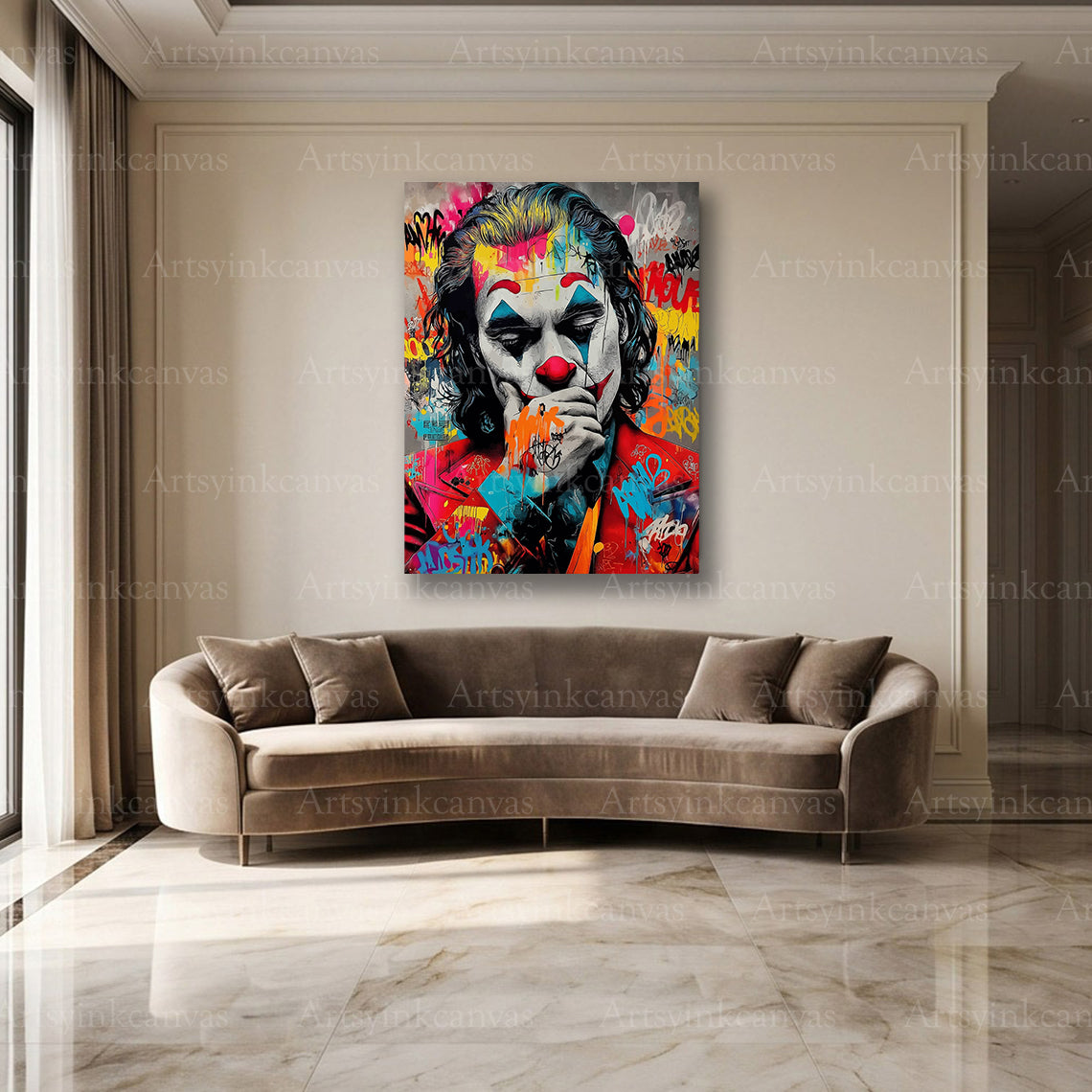 Joker Gotham inspired graffiti wall artwork