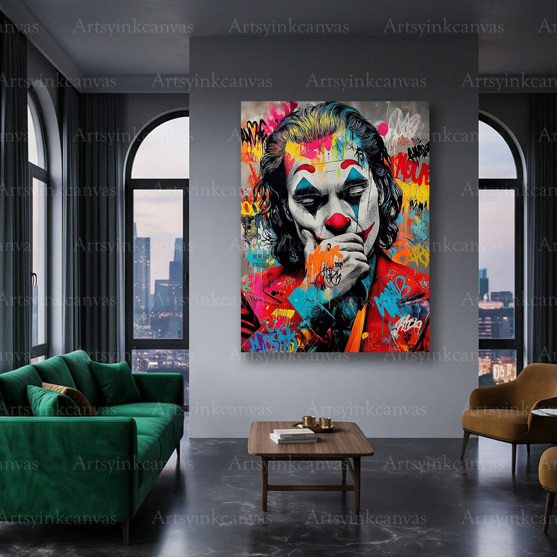 Joker graffiti artwork for modern entertainment rooms