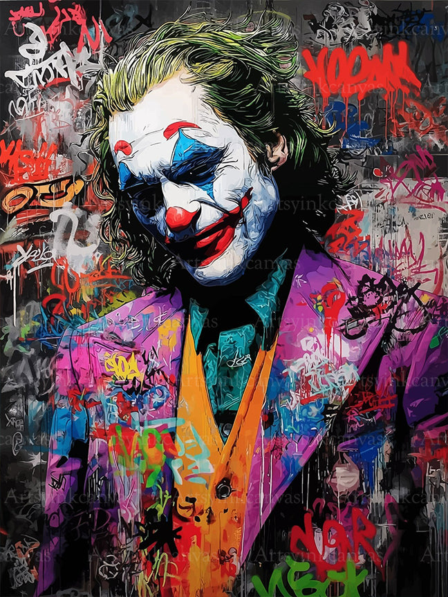 Joker graffiti canvas wall art