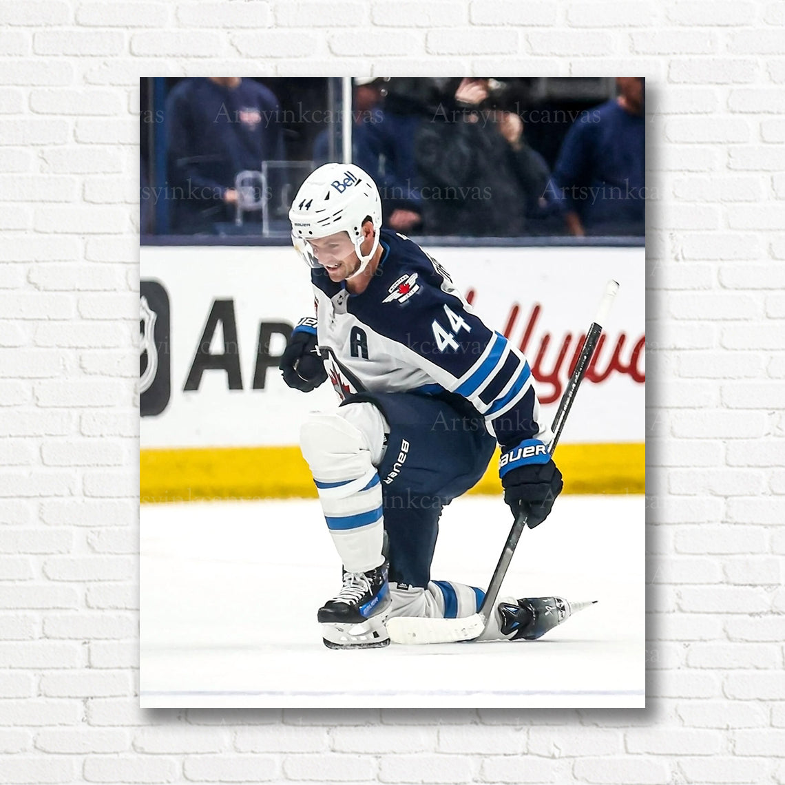 Josh Morrissey goal celebration hockey canvas print