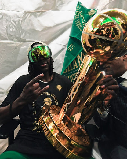 Jrue Holiday trophy celebration Boston Celtics canvas wall art