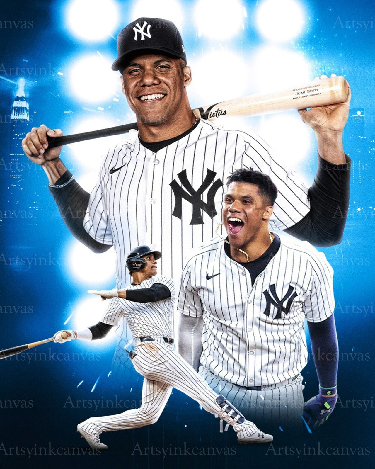 Juan Soto 2024 postseason collage New York Yankees canvas wall art