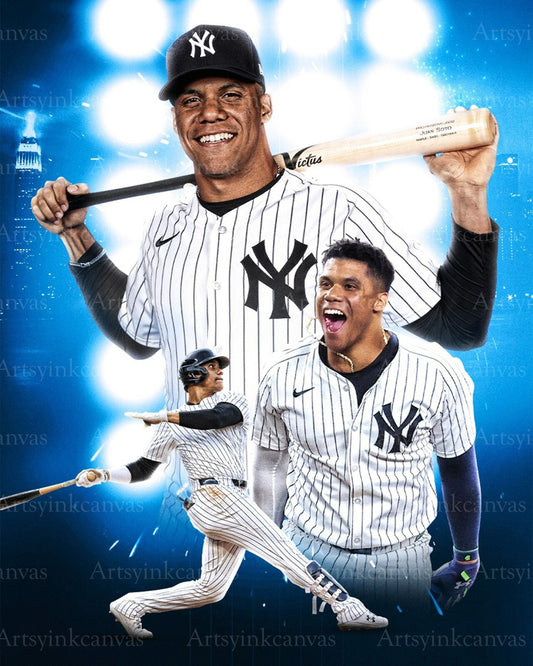 Juan Soto 2024 postseason collage New York Yankees canvas wall art