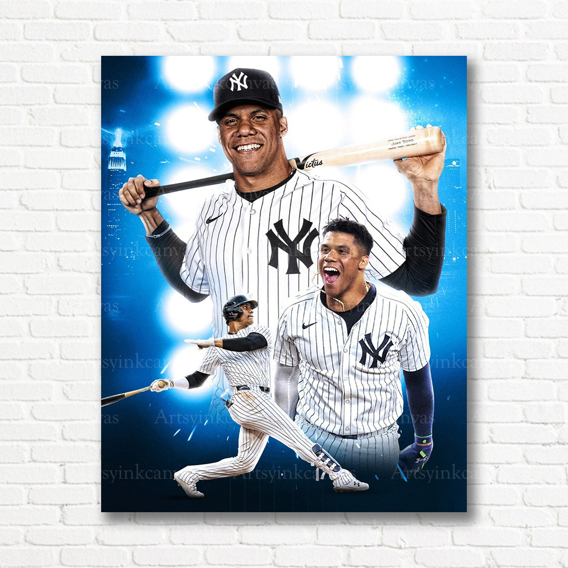 Juan Soto Yankees postseason collage canvas print