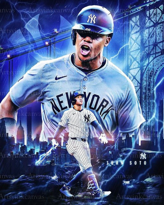 Juan Soto home run collage New York Yankees canvas wall art