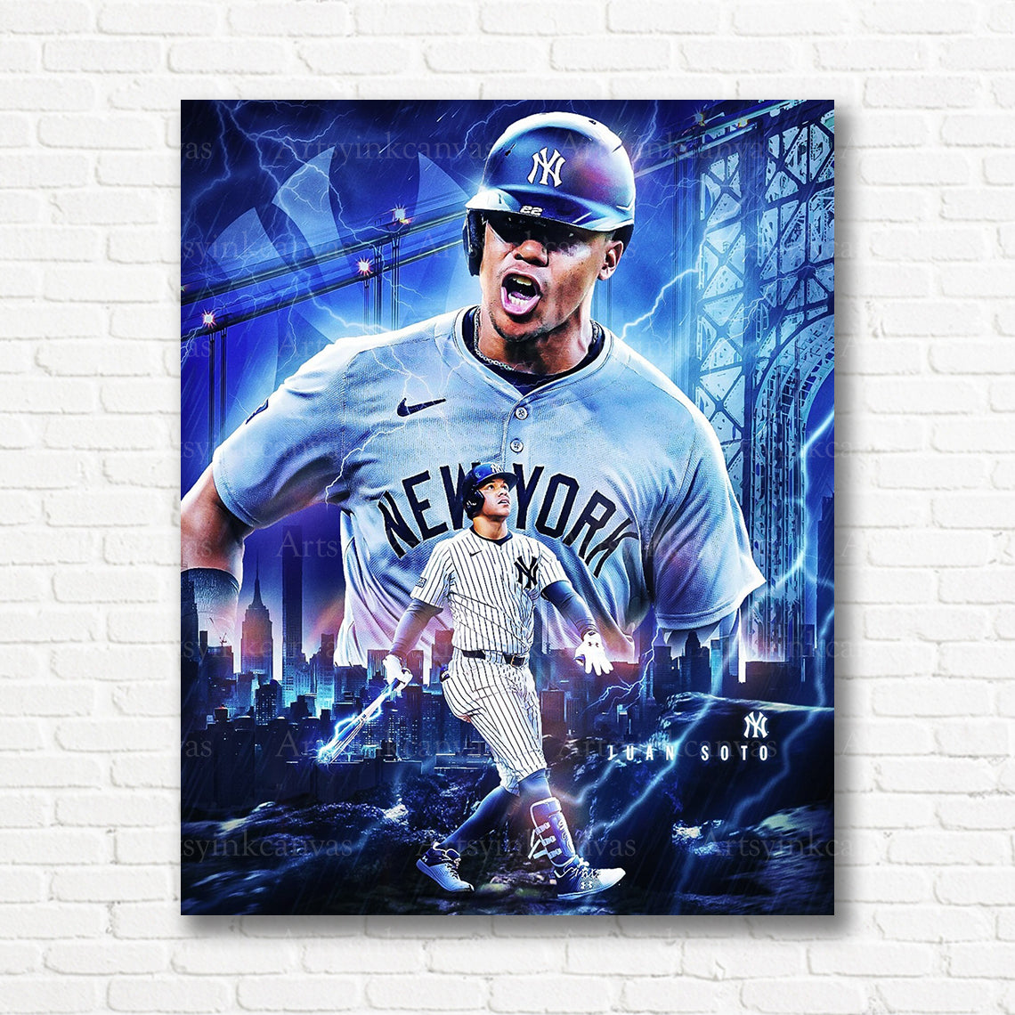 Juan Soto Yankees home run collage canvas print