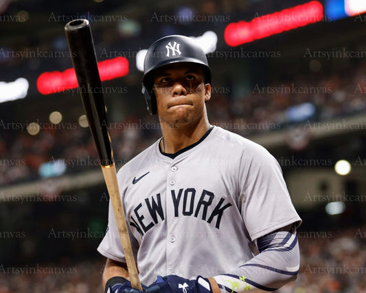 Juan Soto on field action New York Yankees canvas wall art