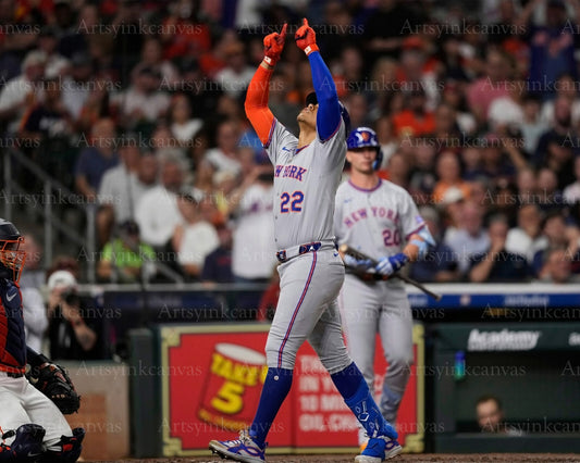 Juan Soto pointing after a hit New York Mets canvas wall art