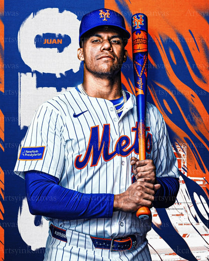 Juan Soto posing player collage New York Mets canvas wall art