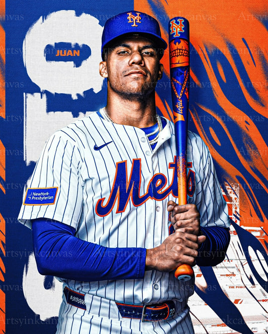 Juan Soto posing player collage New York Mets canvas wall art