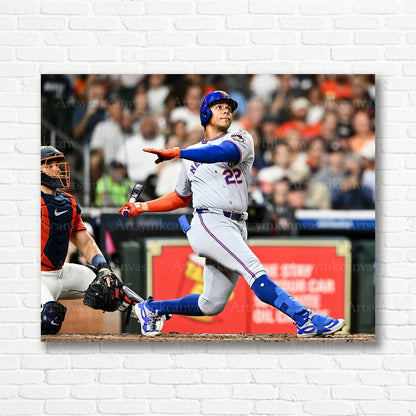 Juan Soto Mets debut batting action canvas print