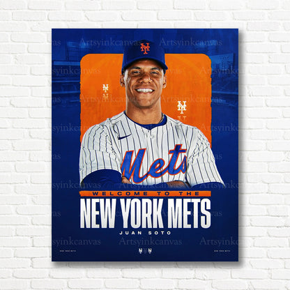 Juan Soto Mets welcome announcement canvas print