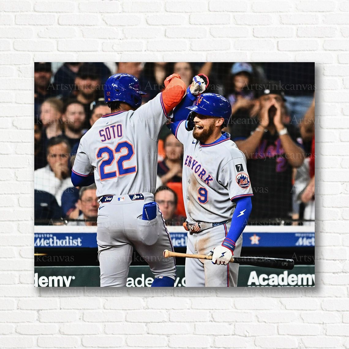 Juan Soto and Brandon Nimmo Mets celebration canvas print