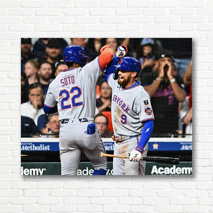 Juan Soto and Brandon Nimmo Mets celebration canvas print