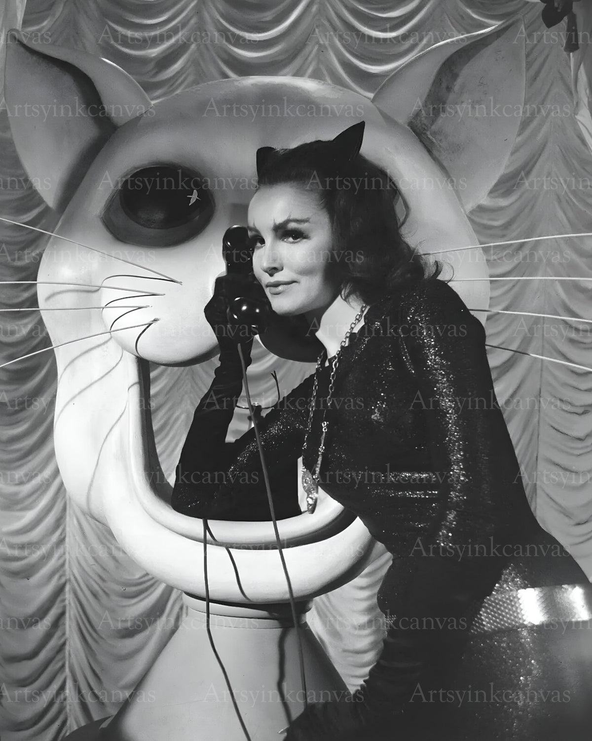 Julie Newmar black and white canvas wall art
