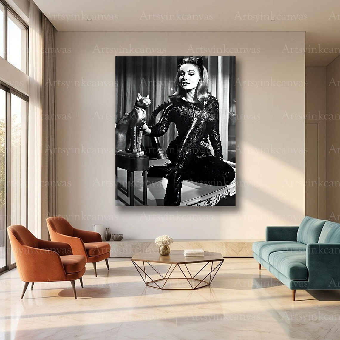 Julie Newmar Hollywood glamour monochrome canvas art