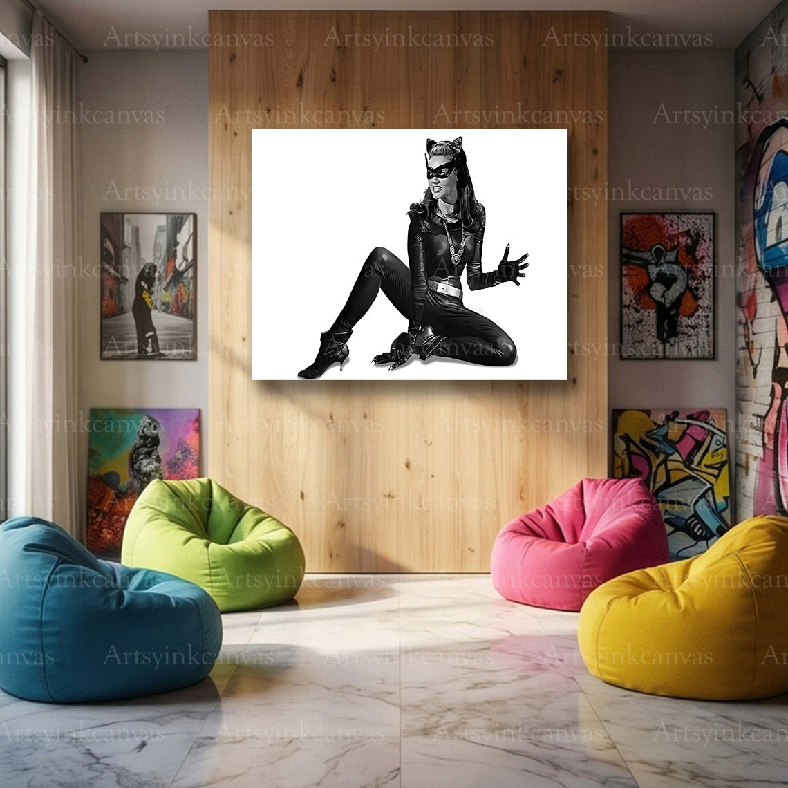Catwoman Batman classic TV monochrome artwork