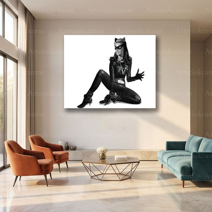 Julie Newmar Catwoman retro Hollywood canvas art