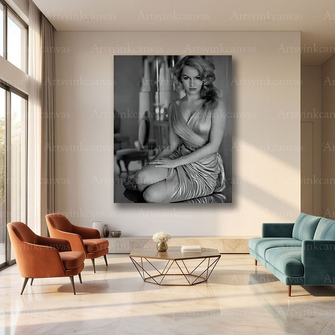 Julie Newmar elegant actress canvas art
