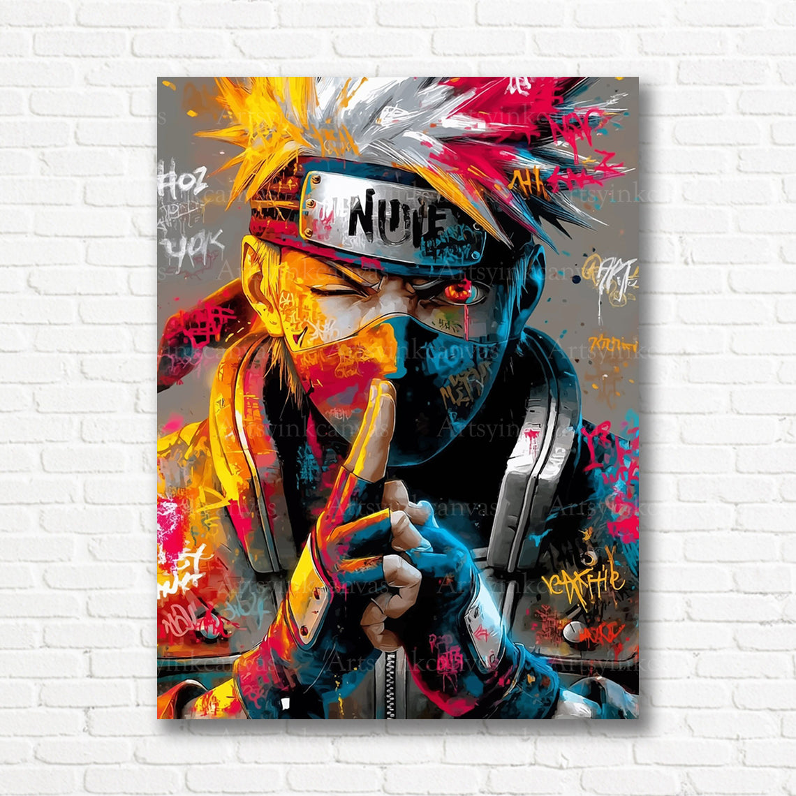 Kakashi Hatake anime graffiti canvas print