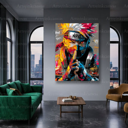 Kakashi masked shinobi urban canvas wall art