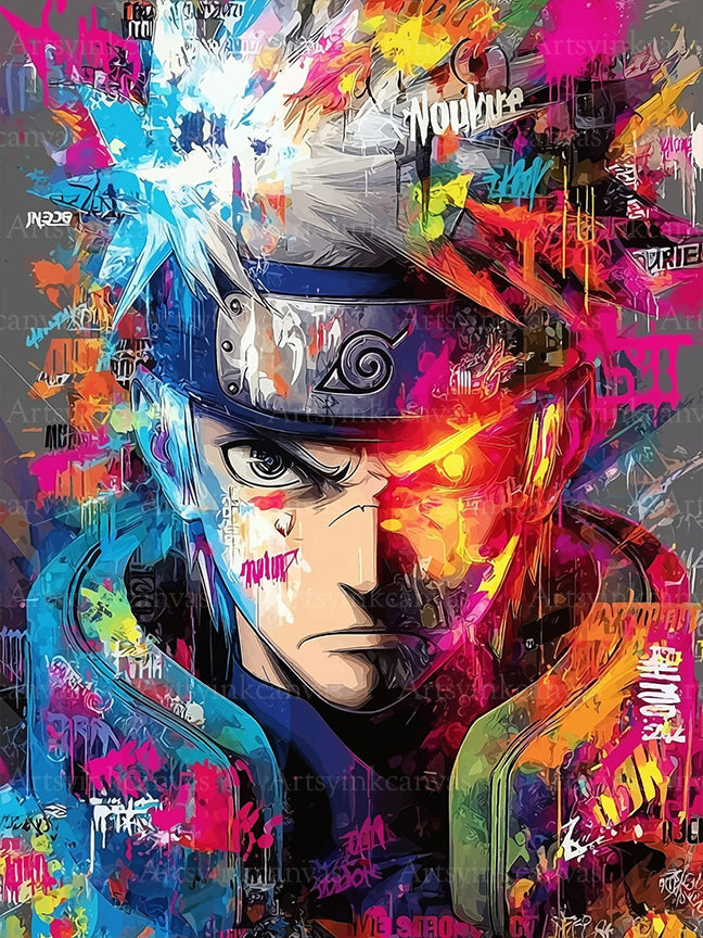 Kakashi Hatake Shadow Ninja graffiti canvas wall art for USA anime fans