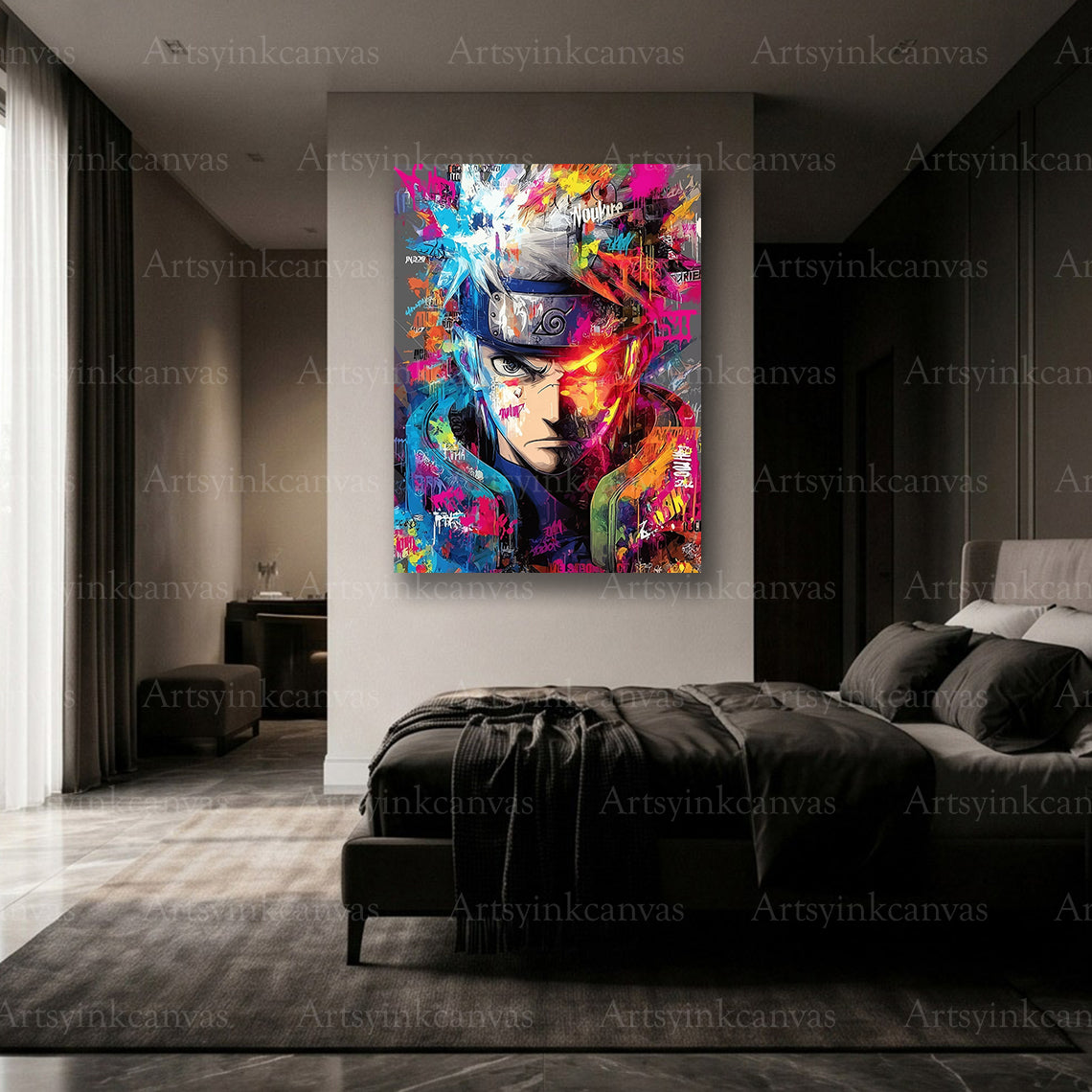 Kakashi Hatake Shadow Ninja canvas wall art made in USA by ArtsyInkCanvas