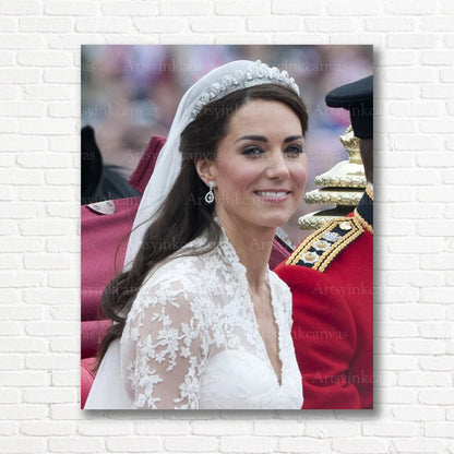 Kate Middleton Wedding Dress Canvas Wall Art – Royal Bridal Elegance Poster