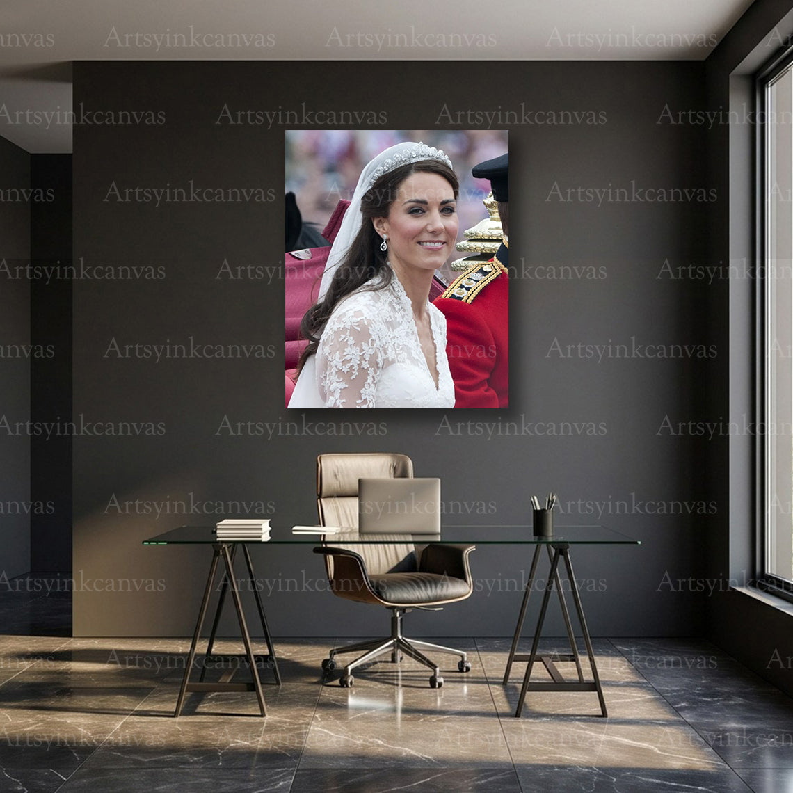 Kate Middleton Wedding Dress Canvas Wall Art – Royal Bridal Elegance Poster
