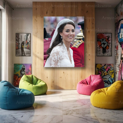 Kate Middleton Wedding Dress Canvas Wall Art – Royal Bridal Elegance Poster