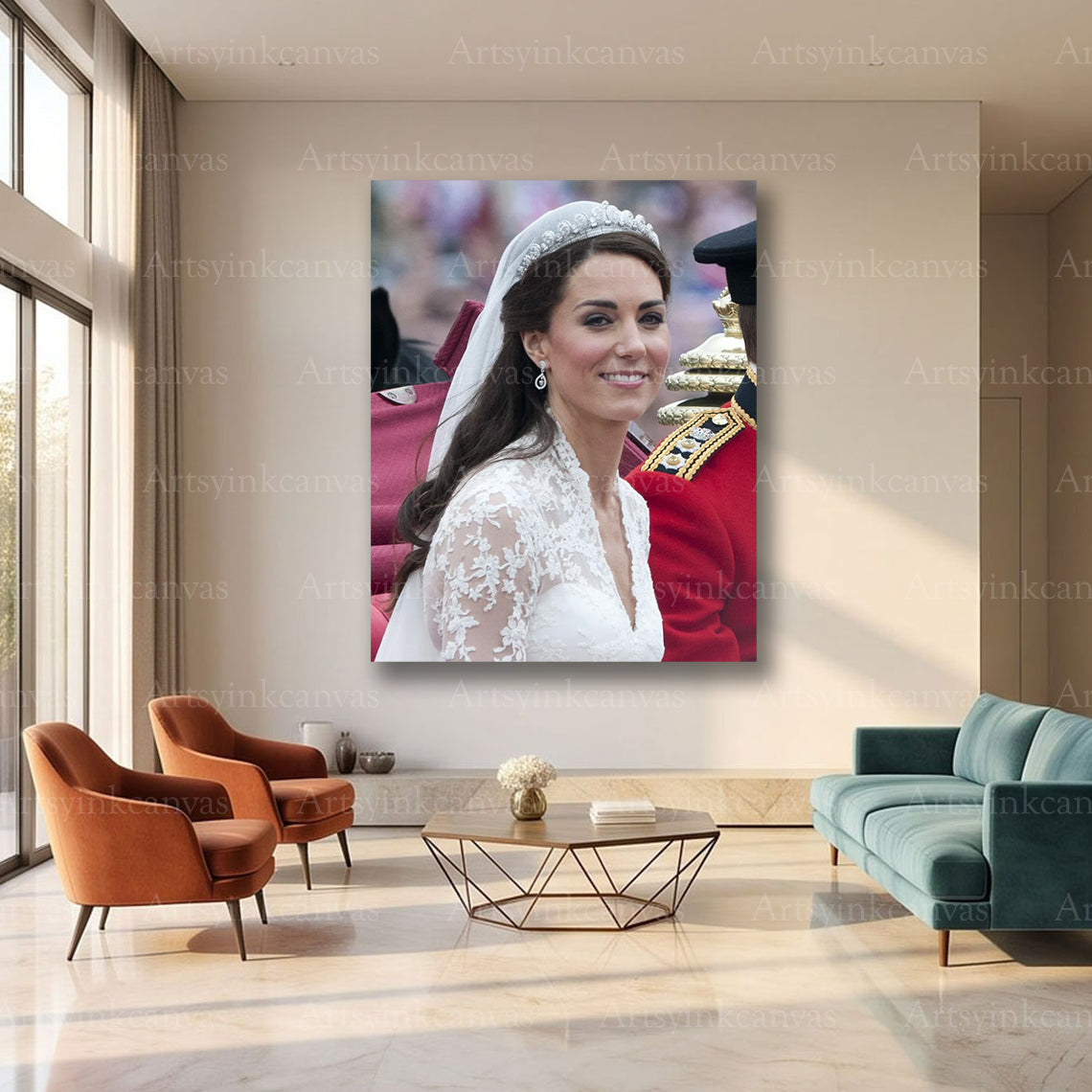 Kate Middleton Wedding Dress Canvas Wall Art – Royal Bridal Elegance Poster