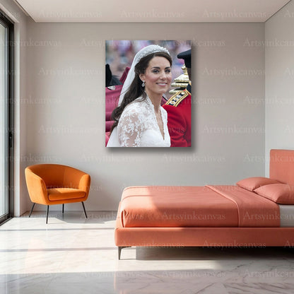Kate Middleton Wedding Dress Canvas Wall Art – Royal Bridal Elegance Poster