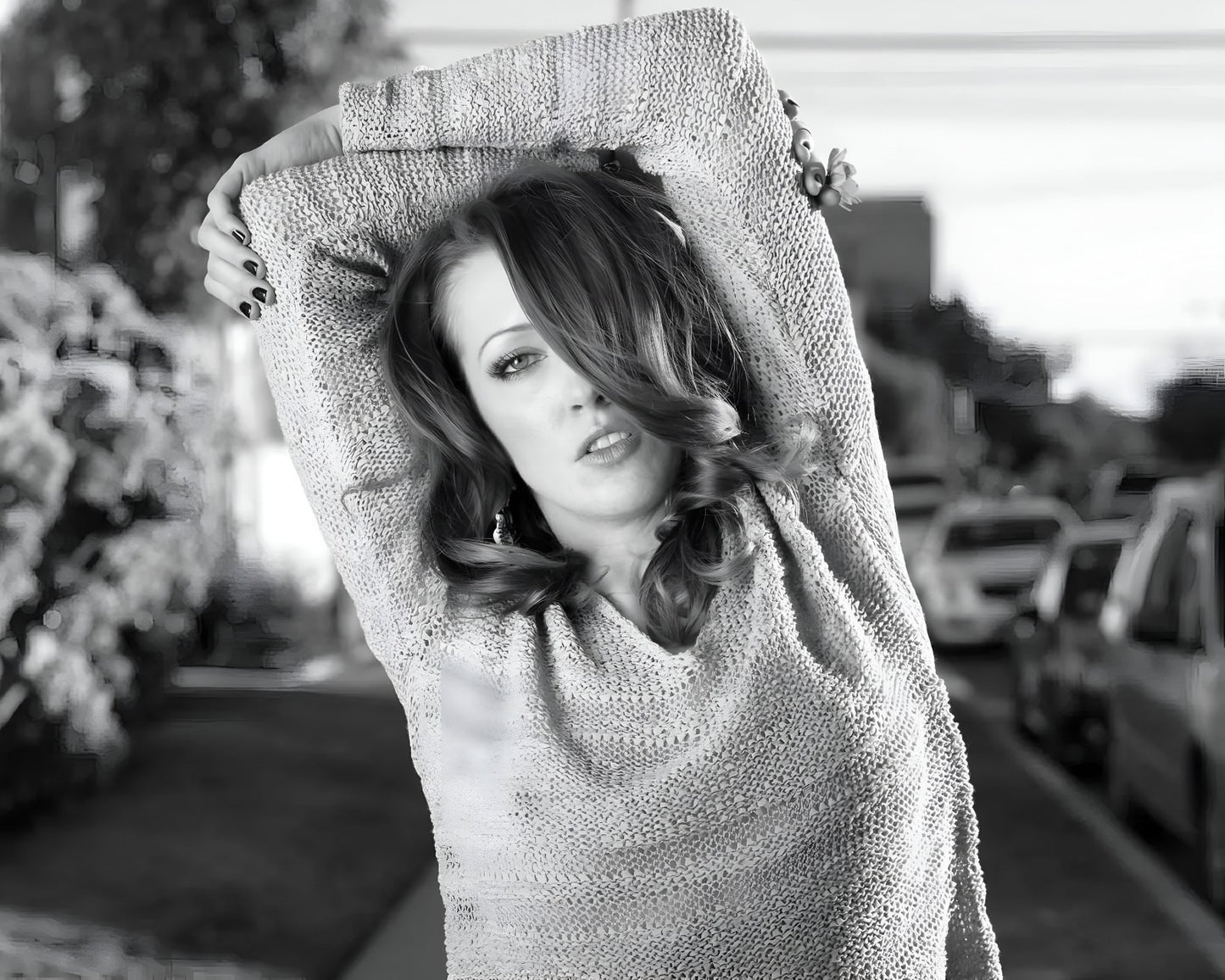 Katie Cassidy Monochrome Hollywood premium black and white canvas wall art