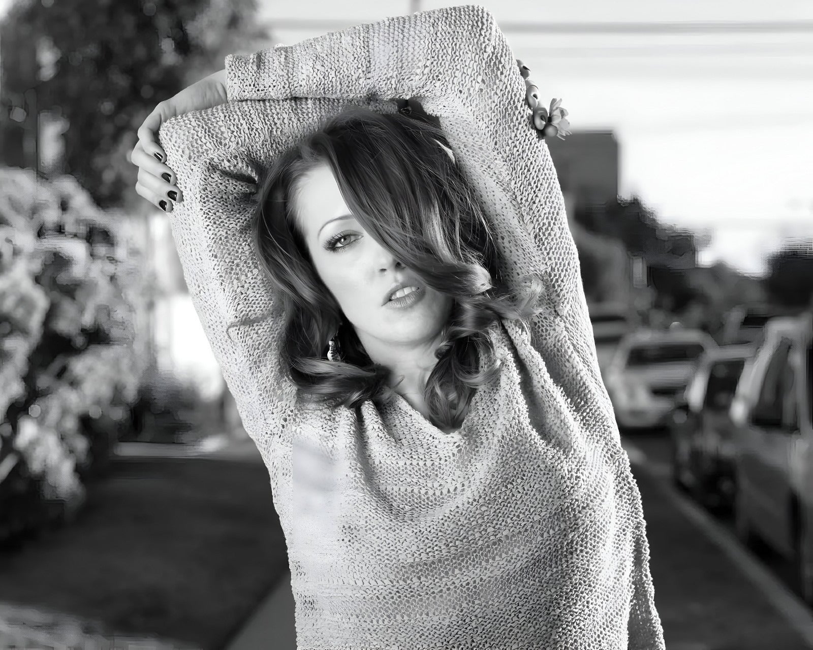 Katie Cassidy Monochrome Hollywood premium black and white canvas wall art