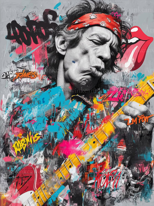 Keith Richards graffiti canvas wall art