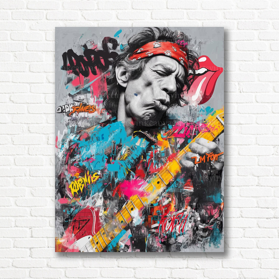 Keith Richards rock music graffiti canvas print