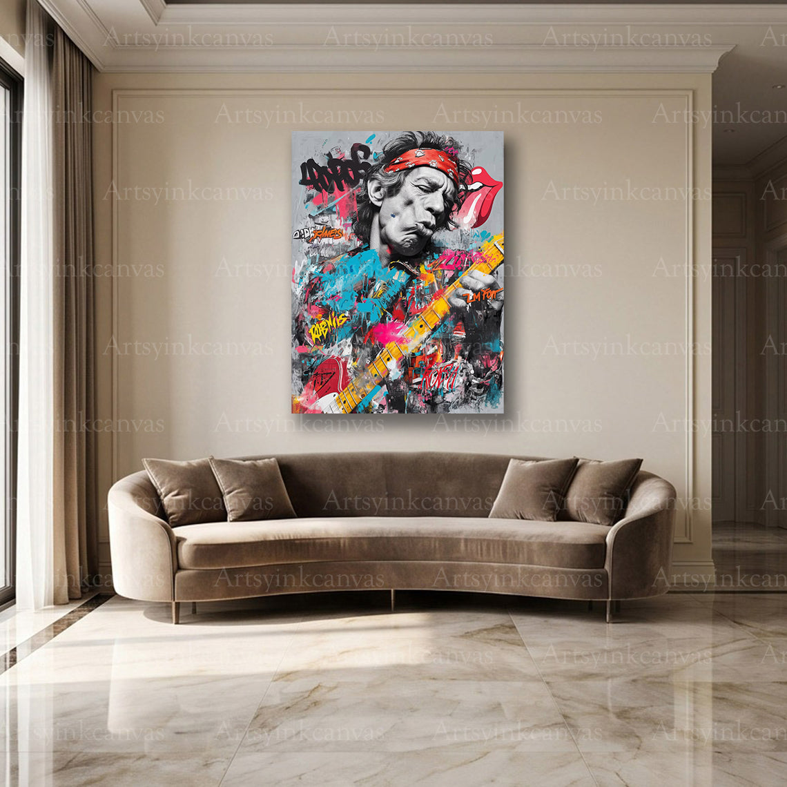 Keith Richards guitarist street art wall decor