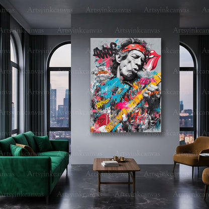 Keith Richards musician portrait canvas art